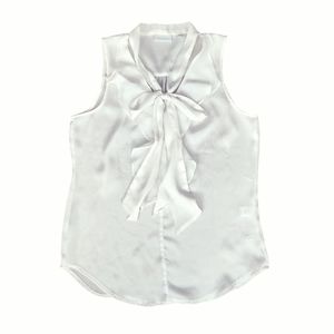 New York & Company Sleeveless Blouse with Bow Sash Tie Ivory Size S